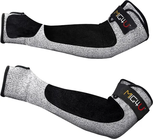 Miniatura 12 de MIG4U Mangas Resistentes a Cortes 2 Pares, Protección de Antebrazo Nivel 5 Guardas Protectoras con Agujero para Trabajar, Jardinería, Mecánica Corto