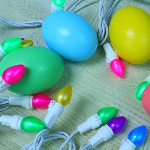 Miniatura 4 de Guirnalda de luces LED multicolor de cristal C3, 50 unidades, luz pastel de Pascua, 120 V, certificación UL, conectable, para exteriores, cable