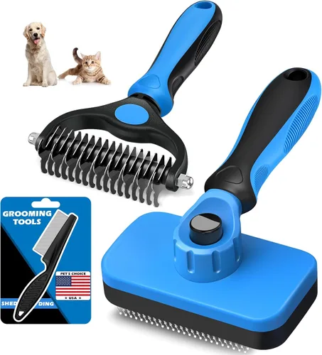 Cepillo profesional de limpieza automática y rastrillo de aseo de mascotas y peine de pulgas para perros, gatos y caballos | Peine de