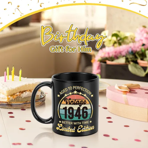 Miniatura 4 de LEJIAJINW Regalos de 80 cumpleaños para hombres y mujeres – Regalos para mujer de 80 años de edad, regalo de cumpleaños 80 para él – Taza de café