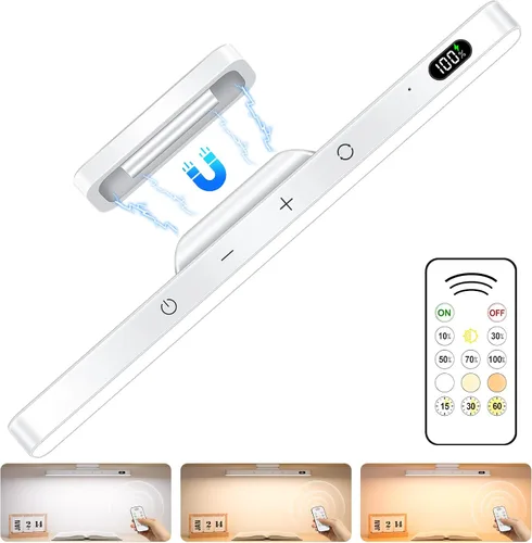 Ferswe Barra de Luz Recargable de 3W con Control Remoto, Luces de Espejo Ajustables de 3 Colores, Batería de 2000mAh para Maquillaje, Táctil para