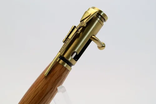 Miniatura 3 de Whiskey Barrel Bolt Action Bullet Pen in Antique Brass Finish with Velvet Pouch