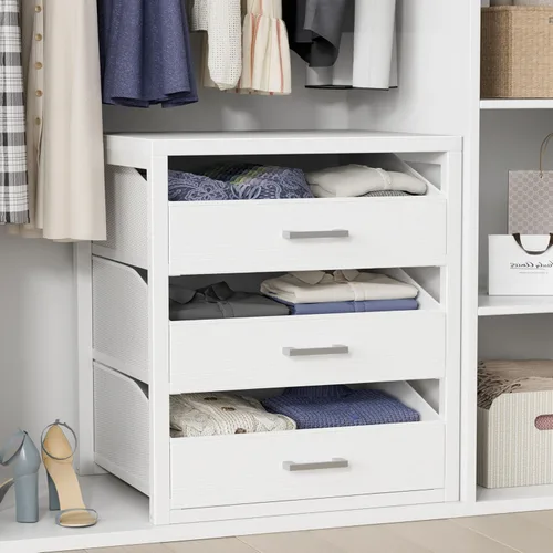 BOLUO Cajones de armario blancos con 3 cajones para organizadores de clóset y almacenamiento de dormitorio dormitorio moderno
