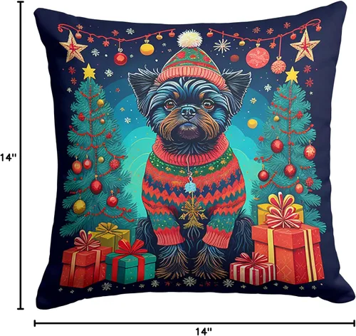 Miniatura 8 de Caroline's Treasures DAC1082PW1414 Affenpinscher - Almohada decorativa de tela navideña, lavable a máquina, para interiores y exteriores, para sofá
