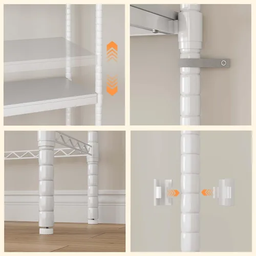 Miniatura 4 de IDEALHOUSE Estante ajustable para lavadora y secadora de 30 pulgadas, organizador de lavandería resistente de 5 niveles con capacidad de estante