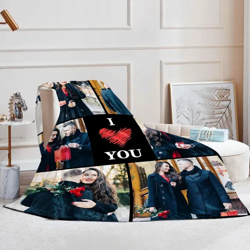 Miniatura 2 de Manta personalizada con foto, manta personalizada con imágenes, regalos personalizados para el día de San Valentín para mamá, papá, amigos, novio