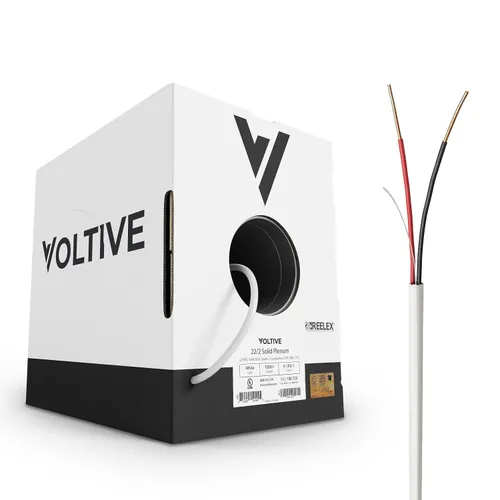Miniatura 32 de Voltive Cable de altavoz 16/2, Plenum CL3P, negro, 100 pies - 16AWG, 2 conductores, cobre trenzado sin oxígeno, listado UL - V-1217-1