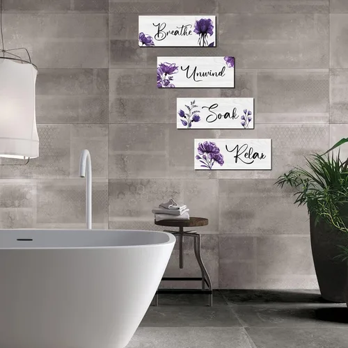 Miniatura 7 de 4 Arte de Pared Rústico de Granja - Signo Colgante de Madera para Relajarse, Remojar, Desconectar y Respirar para Decoración de Spa en Casa, Baño