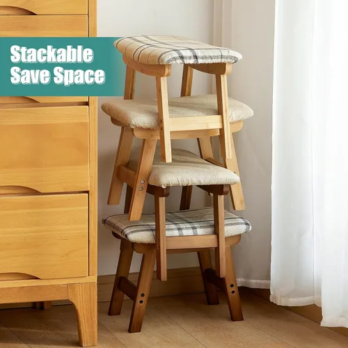 Miniatura 5 de viewcare Reposapiés Otomanos, Reposapiés Pequeño y Suave con Patas de Madera, Reposapiés Extra para Sofá para Entrada de Sala de Estar, Oficina