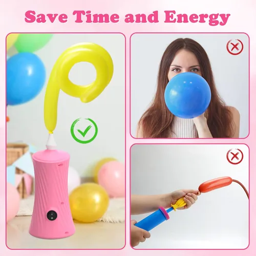 Miniatura 3 de AXHJ Balloon Pump Electric Air Pumps for Long Balloons, Electric Air Balloon Pump, Balloon Inflator for Foil Twisty Animal Balloons in Birthday Rosa