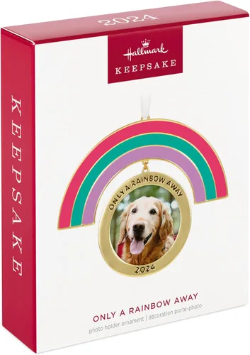 Miniatura 3 de Hallmark Keepsake Adorno de Navidad 2024, marco de fotos Only a Rainbow Away, metal, regalo para mascotas