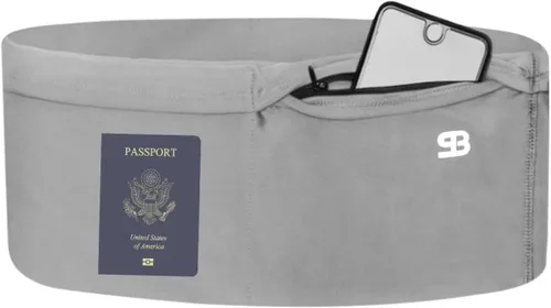 StashBandz Unisex Travel Money Belt, Running Belt, Fanny and Waist Pack, 4 Large Security Pockets -1 Zipper Pocket, Fits All Size Phones Passport