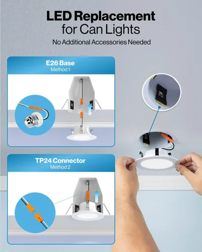 Miniatura 5 de Sunco Paquete de 24 Luces LED Empotradas Planas de 4 Pulgadas, Iluminación Retrofit para Techo Can, 800 LM, CCT Seleccionable