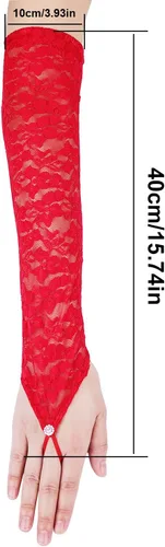 Miniatura 2 de Guantes largos de encaje, guantes de novia para boda, guantes de encaje sin dedos, para mujeres, fiestas, disfraces de los años 20, fiestas