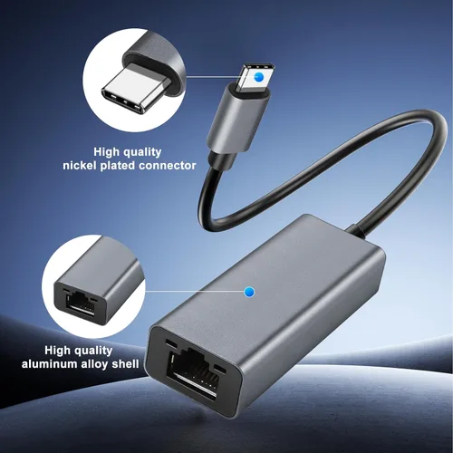 Miniatura 6 de Adaptador USB C a Ethernet, concentrador de red portátil de 1 Gigabit, 10/100/1000 Mbps, adaptador de Internet USB 3.0 a RJ45 compatible con laptop