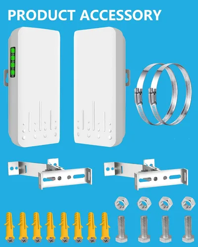 Miniatura 2 de Puente inalámbrico punto a punto al aire libre con soporte, 5.8GHz 100Mkbps CPE Extensor WiFi Starlink para exteriores, punto de acceso de largo