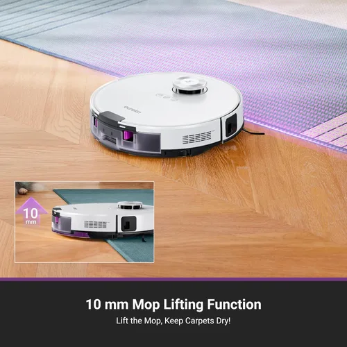 Miniatura 5 de Eureka Aspiradora robot E20 Plus con estación de vaciado automático sin bolsa, combo robótico de aspiradora y trapeador, capacidad de 45 días, Blanco