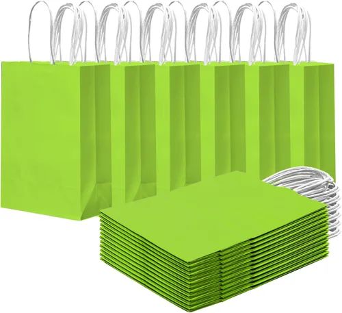 Miniatura 21 de qiqee 24 bolsas de regalo pequeñas con asas a granel de 8.3 x 6 x 3 pulgadas, bolsas de regalo amarillas brillantes, múltiples usos (tamaño pequeño)