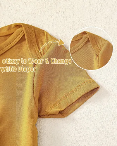 Miniatura 4 de DEFAHN 2 unids de bambú bebé mamelucos unisex Onsies sólido manga corta bebé body 0-24 meses