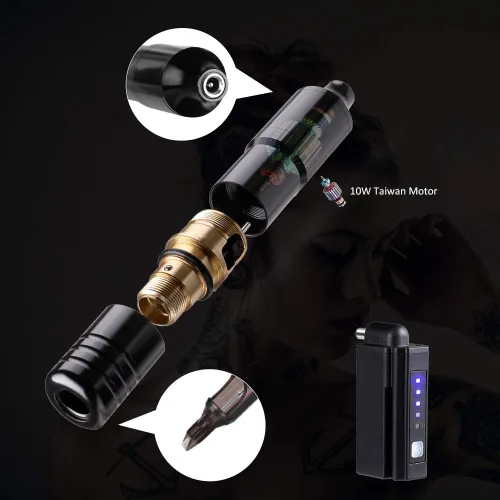 Miniatura 5 de Solong Tattoo EM128KITPRD50-1-US - Kit de bolígrafo rotatorio con fuente de alimentación de tatuaje, 50 agujas de tatuaje.