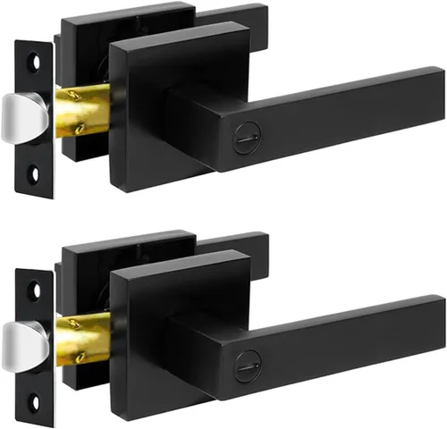 Miniatura 24 de KAMOTA Palancas de puerta de privacidad, 1 paquete de manijas de puerta de color negro mate, cerraduras de puerta de cama y baño, cerraduras