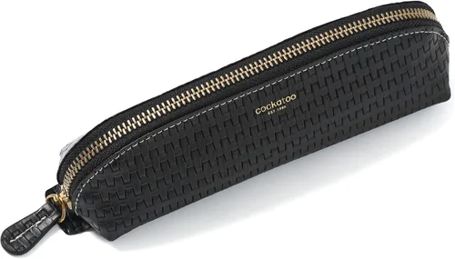 Miniatura 15 de Cockatoo Estuche para lápices de piel auténtica, soporte para accesorios, bolsa de papelería, estuche con cremallera para el trabajo y la oficina