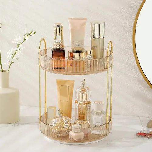 Miniatura 25 de Aveniee Organizador de maquillaje giratorio de 360 grados para tocador, organizadores de baño mejorados para perfume y cuidado de la piel