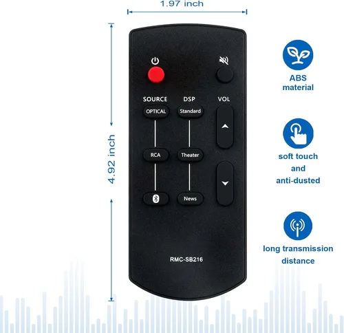 Miniatura 4 de RMC-SB216 RMCSB216 Reemplazo de control remoto apto para Insignia SB216 Mini 2.0 Barra de sonido NSSB216 NS-SB216 NS-SB216-VG SB216 Barra de sonido