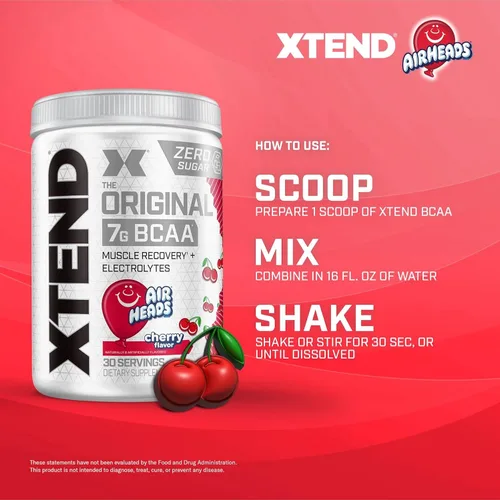 Miniatura 6 de Xtend Polvo Original BCAA, 7g de BCAAs y 2.5g de L-Glutamina para la Recuperación Muscular, Hidratación y Músculo Delgado, Bebida Sin Azúcar