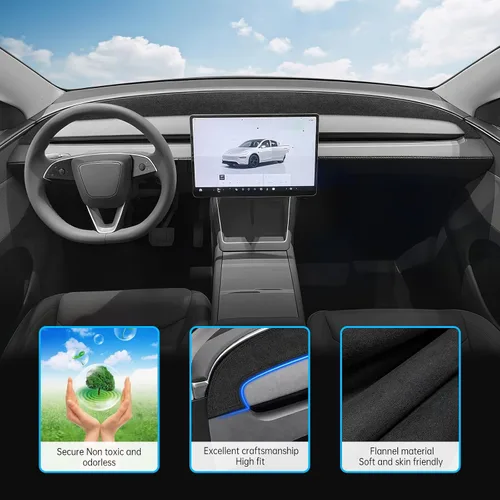 Miniatura 3 de MASHA - Funda para salpicadero para Tesla Model Y Juniper 2025-2026, almohadilla de salpicadero de franela compatible con el nuevo salpicadero