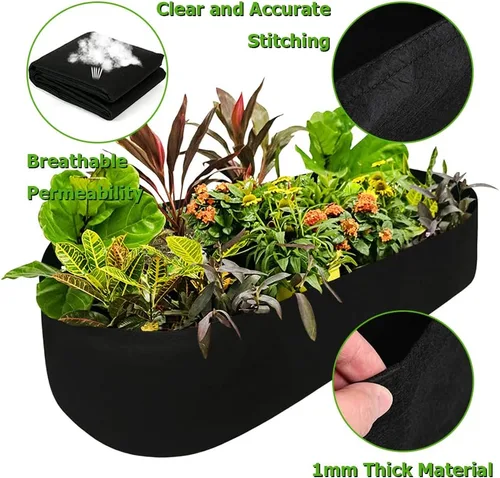 Miniatura 6 de Cama de jardín elevada de tela, macetas elevadas para plantas al aire libre, bolsa rectangular de cultivo de jardín para hierbas, flores y verduras