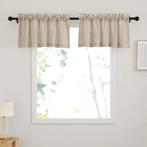 Miniatura 40 de RYB HOME - Cortinas de lino natural de 36 pulgadas de largo, juego de 2 paneles - Cortinas tejidas de lino suaves y transpirables, cortinas ligeras