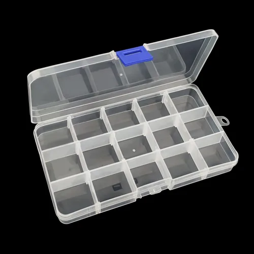 Miniatura 2 de ZUFECY Caja de aparejos de pesca, organizador de almacenamiento con 15 divisores ajustables, bandeja organizadora transparente y caja