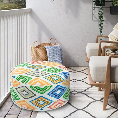Miniatura 2 de Kozyard Taburete otomano inflable – Puf redondo portátil para uso en interiores y exteriores – Reposapiés pequeño perfecto o asiento para niños