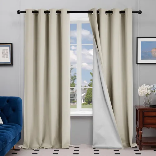 Miniatura 26 de Deconovo - Cortinas opacas para dormitorio con ojales, cortinas sólidas con aislamiento térmico, bloquean el calor, oscurecen la habitación, ahorran