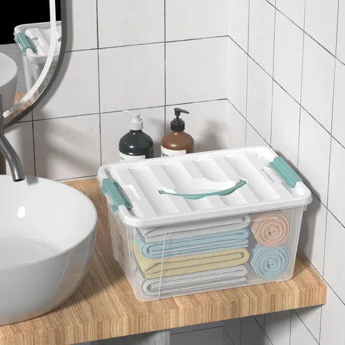 Miniatura 4 de Cajas de almacenamiento transparentes de 14 cuartos de galón con asas, contenedores de plástico con tapas, 6 paquetes