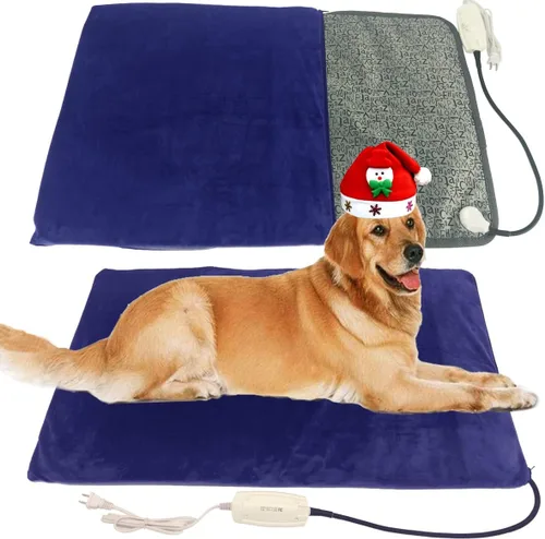 Almohadilla térmica para mascotas para perros grandes y gatos, cama térmica para perros de 34 x 21 pulgadas, con funda suave lavable, almohadilla de