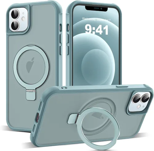 Miniatura 195 de SKYLMW – Funda compatible con iPhone 12 Pro Max y iPhone 13 Pro Max con soporte magnético invisible tipo anillo, fundas translúcidas para teléfonos