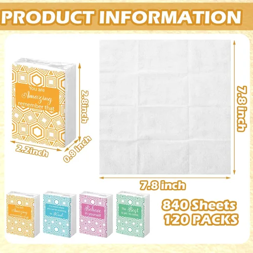 Miniatura 2 de Outus Paquete de 200 pañuelos de bolsillo inspiradores de tamaño de viaje, pañuelos faciales individuales a granel, mini papel de bolsillo de 3