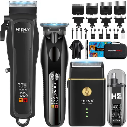 HIENA PRO Cortadora de pelo para hombres profesionales, cortadora de pelo inalámbrica, cortadora de barba/pelo, afeitadora eléctrica, kit de corte