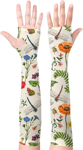 Miniatura 10 de Mangas de jardín para mujer, estilo bohemio, con agujeros para el pulgar, protección solar UV, mangas para los brazos para mujer