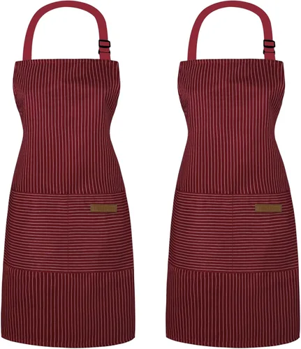 Miniatura 8 de Taidven Paquete de 2 Delantales - Unisex, Delantal Ajustable con Babero para Cocina, Delantal de Cocina, Delantales para Hombres y Mujeres