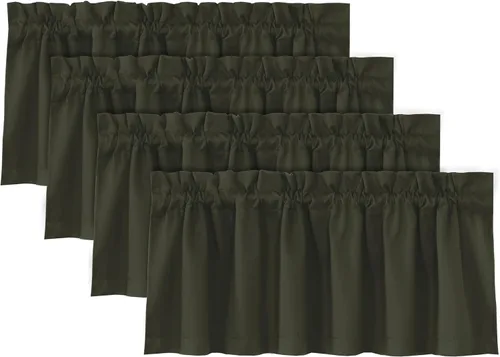 Miniatura 29 de H.VERSAILTEX Cenefas de cortina 100% opacas para ventanas, 2 paneles con aislamiento térmico, bolsillo para barra, pequeña cenefa corta para cocina