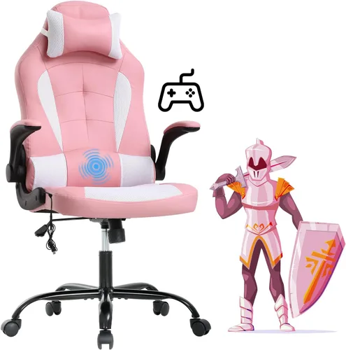 Miniatura 11 de Silla de juegos, silla de oficina, silla de escritorio, silla ergonómica de respaldo alto con soporte lumbar, reposabrazos abatibles, reposacabezas