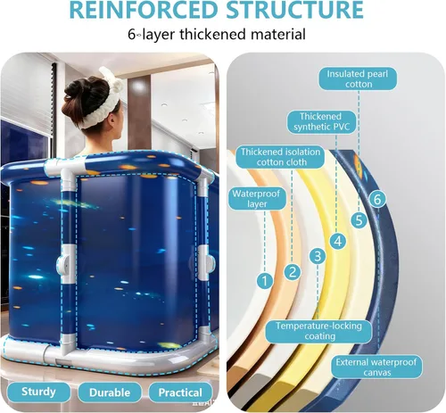 Miniatura 6 de Simcat Bañera plegable portátil grande de 45 pulgadas para adultos, bañera separada de terapia de spa apta para la familia, bañera de hidromasaje