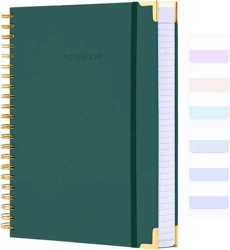 Miniatura 15 de Cuaderno de espiral, diario de cuero de tapa dura para mujeres y hombres, cuadernos gruesos de 300 páginas con rayas universitarias para el trabajo
