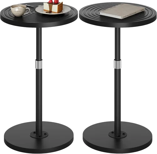 Miniatura 9 de Asgolion Mesa auxiliar redonda, mesa de bebidas de altura ajustable para espacios pequeños, mesa de Martini con pedestal, mesas de cóctel, base
