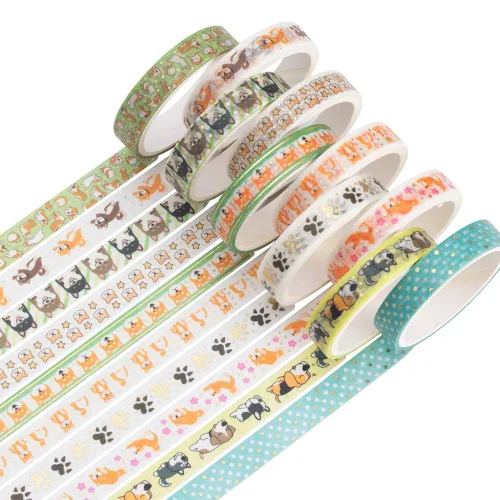 YUBBAEX Juego de 10 rollos de cinta washi brillante, 8mm de ancho, de lámina dorada decorativa para manualidades, álbumes de recortes, planificador,