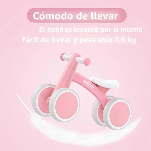 Miniatura 4 de SEREED - Bicicleta de equilibrio para bebés de 1 año, niños y niñas de 12 a 24 meses, primera bicicleta para niños de 4 ruedas, regalos de primer