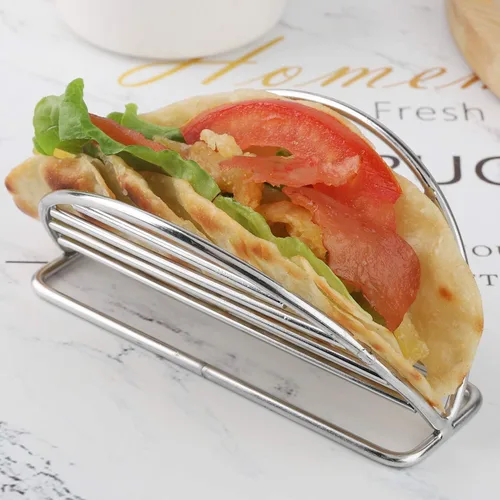 Miniatura 5 de Soporte para tacos de acero inoxidable, soporte para tacos, juego de cocina para tortillas, burritos, fiestas y restaurantes (soportes para taco)